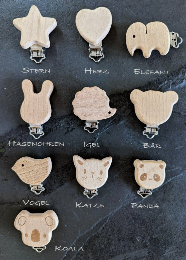 Clip-Varianten Nuckikette Holzclip