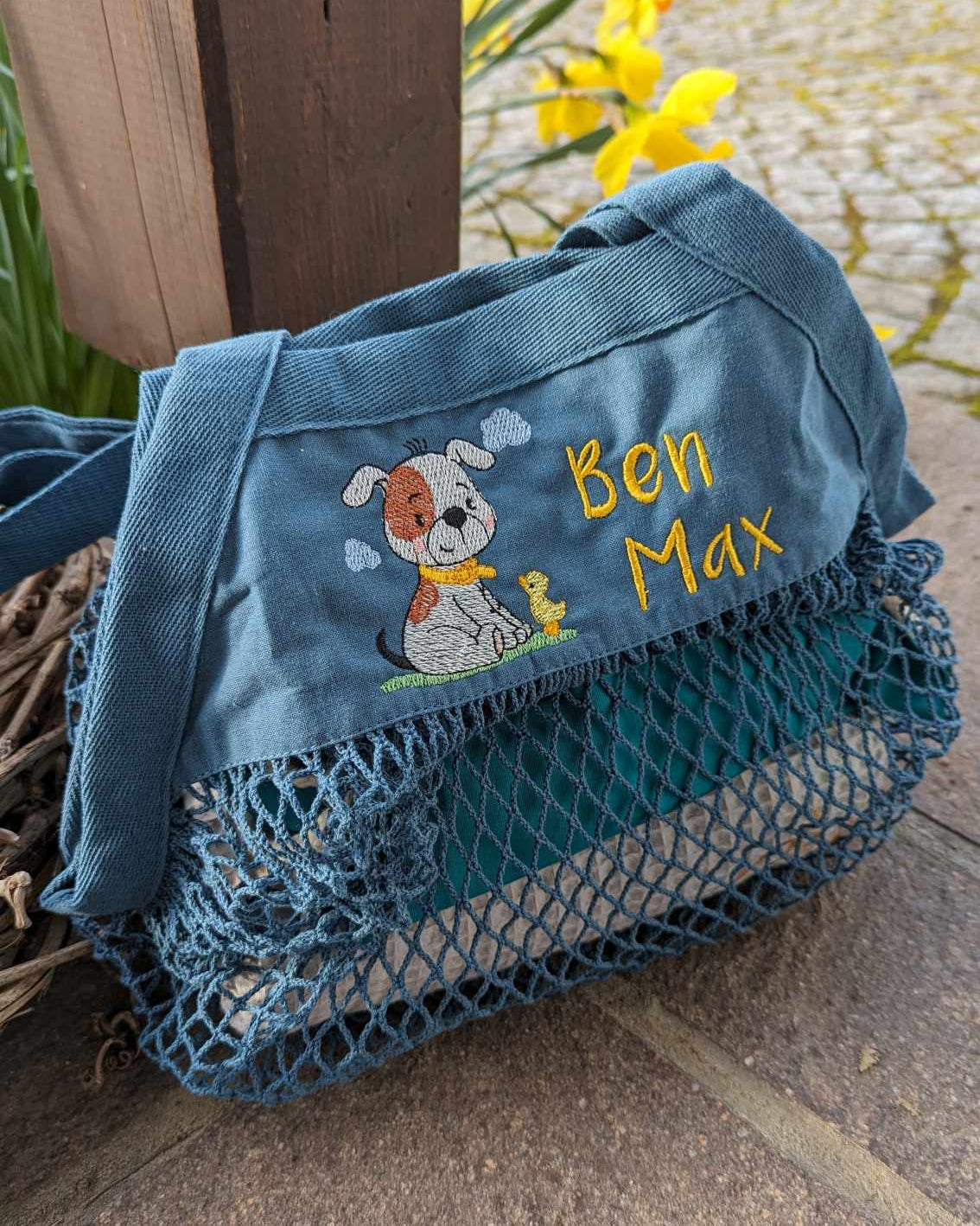 Sandkastenbeutel personalisiert mit Motiv Hund
