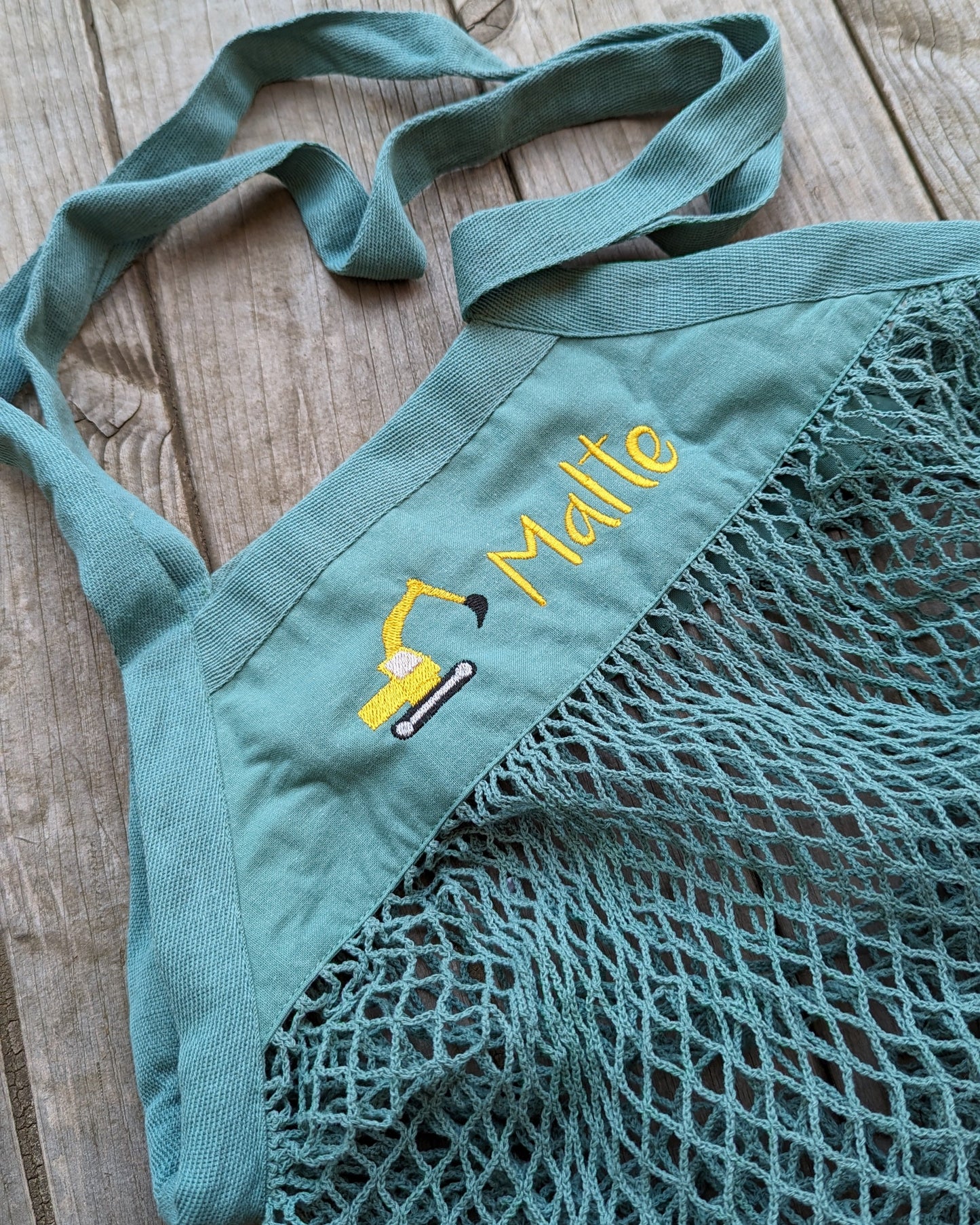 Netztasche personalisiert Bagger