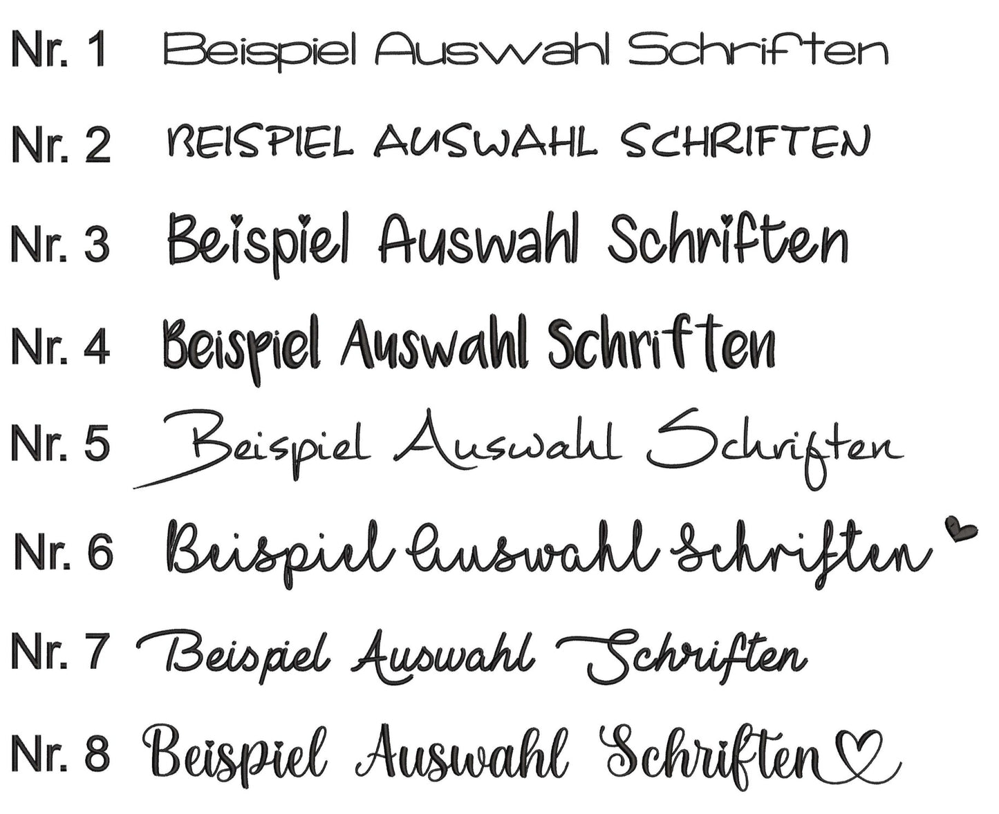 Schriften Schriftarten Schriftvarianten Stickschriften