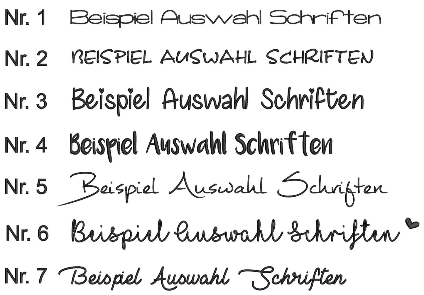 Schriftauswahl Mützen Kappen