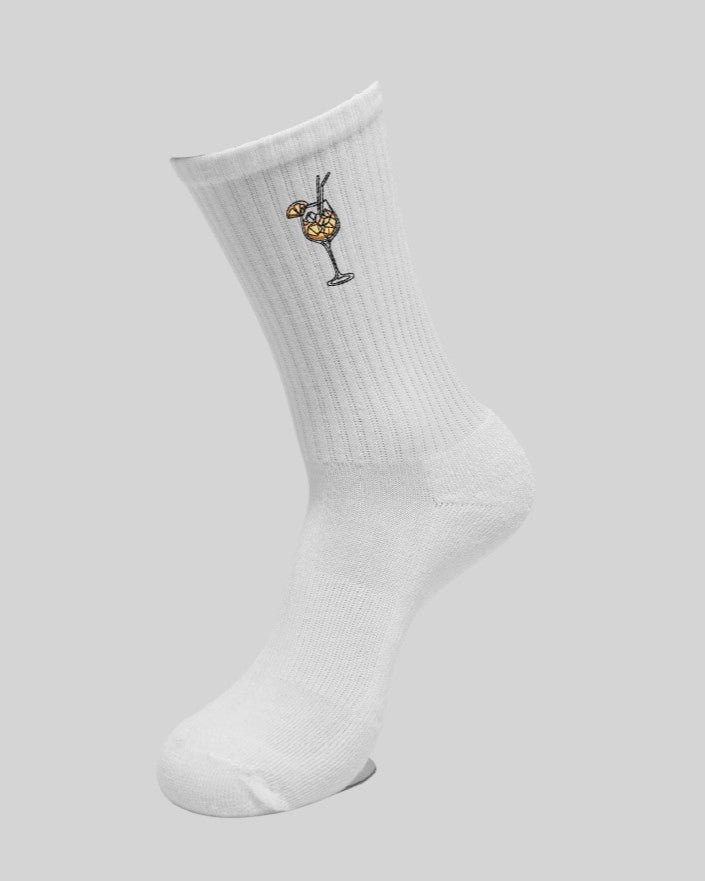 bestickte Socken mit Motiv und Text Crew Socks Tennissocken Aperol stickerei
