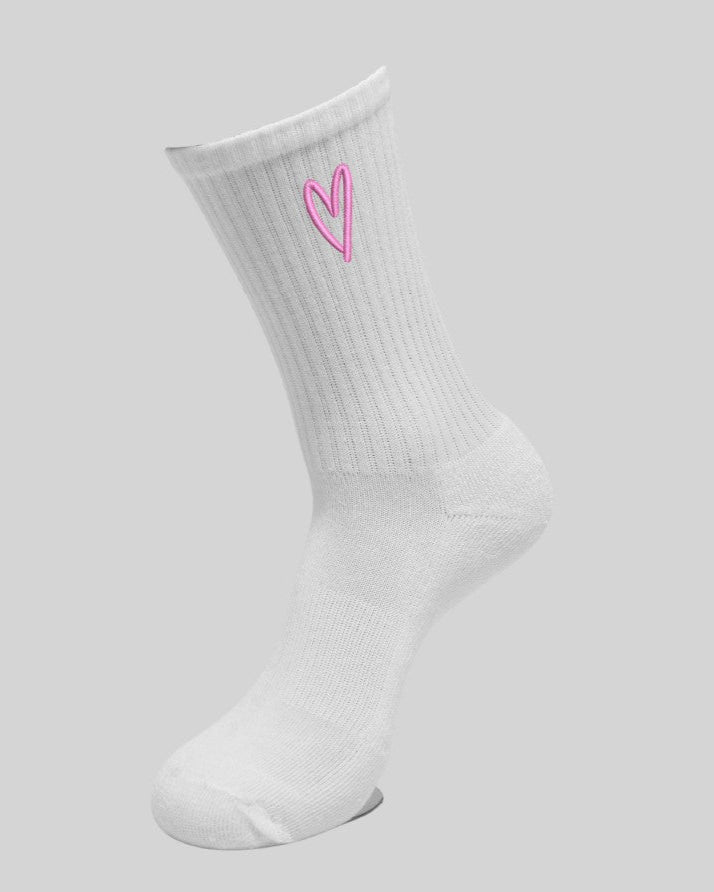 bestickte Socken mit Motiv und Text Crew Socks Tennissocken Herzchen Herz
