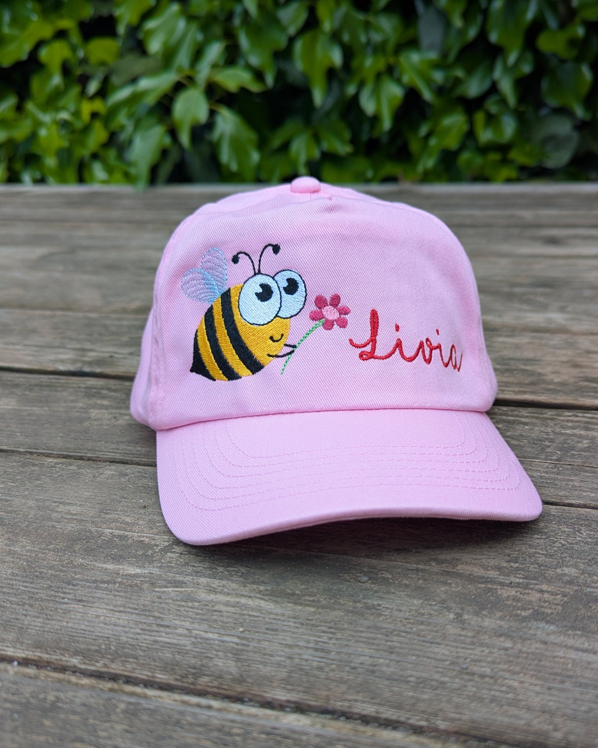 Basecap Kappe Mütze personalisiert bestickt Hummel Blume Kindermütze Schildmütze