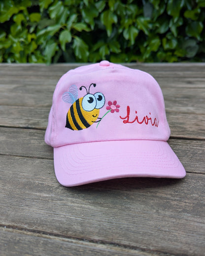 Basecap Kappe Mütze personalisiert bestickt Hummel Blume Kindermütze Schildmütze