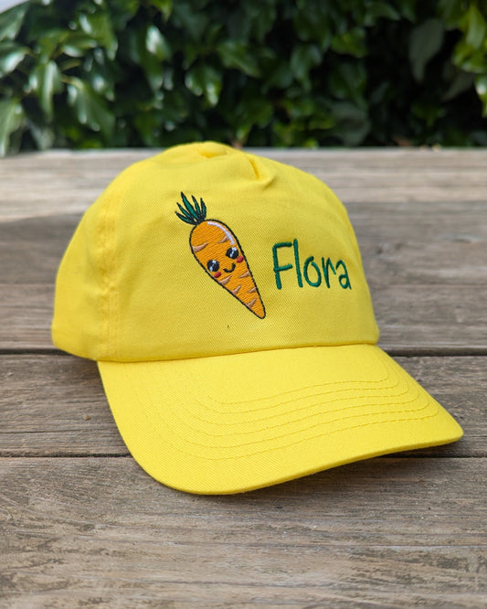 Basecap Cap Cappy Mütze Kindermütze personalisiert mit Name Motiv Karotte