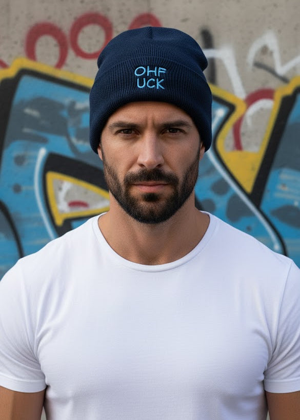 Beanie mit Statement Oh Fuck Mütze Wintermütze Hipster