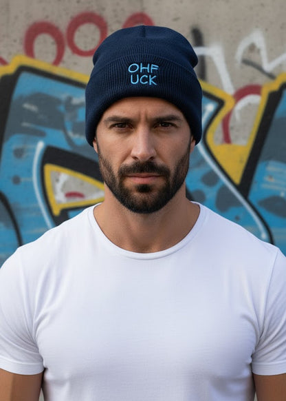 Beanie mit Statement Oh Fuck Mütze Wintermütze Hipster