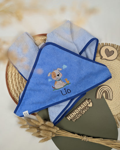 Kapuzenhandtuch Badetuch Baby Handtuch Duschtuch Kapuze bestickt mit Name und Tier Regenbogen Motiv personalisiert