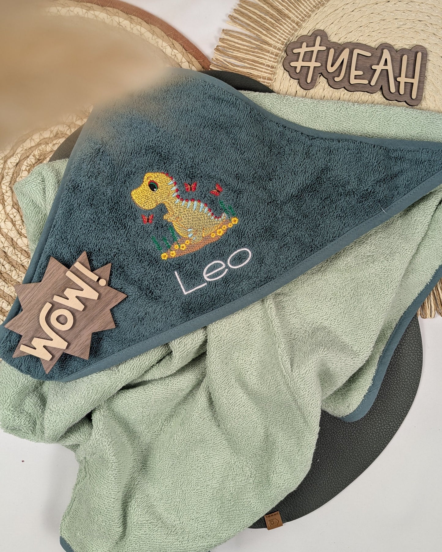 Kapuzenhandtuch Badetuch Baby Handtuch Duschtuch Kapuze bestickt mit Name und Tier