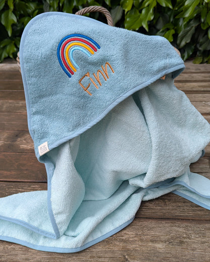 Kapuzenhandtuch Badetuch bestickt Kinderhandtuch Regenbogen