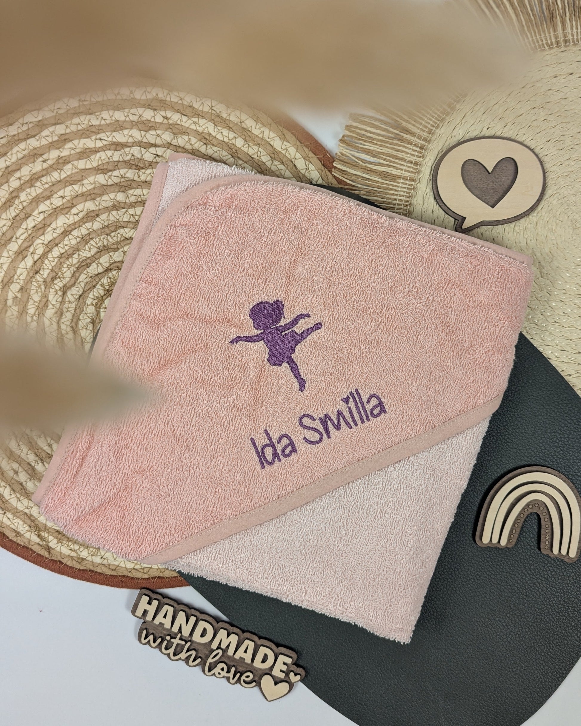 Kapuzenhandtuch Badetuch Baby Handtuch Duschtuch Kapuze bestickt mit Name und Tier