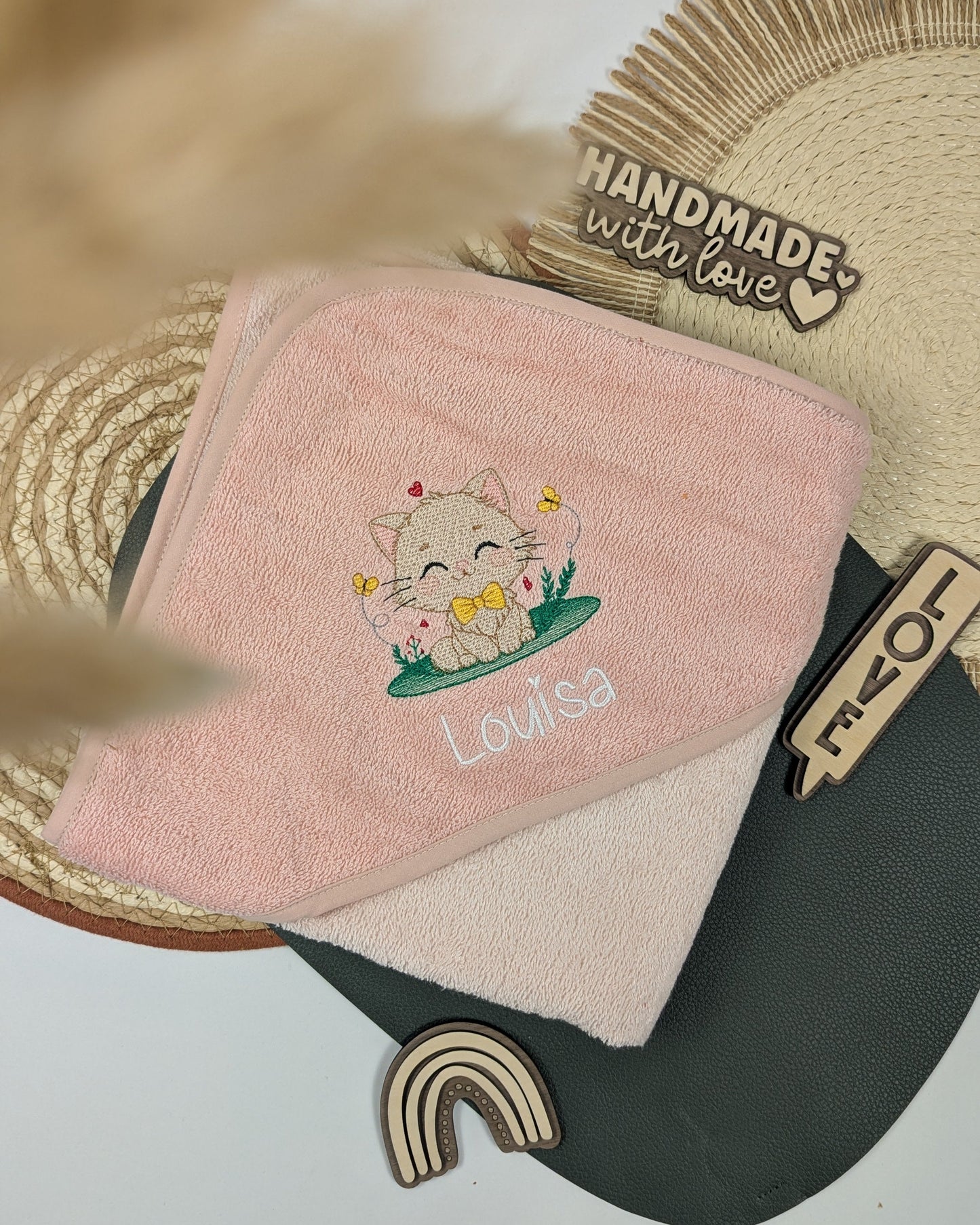 Kapuzenhandtuch Badetuch Baby Handtuch Duschtuch Kapuze bestickt mit Name und Tier
