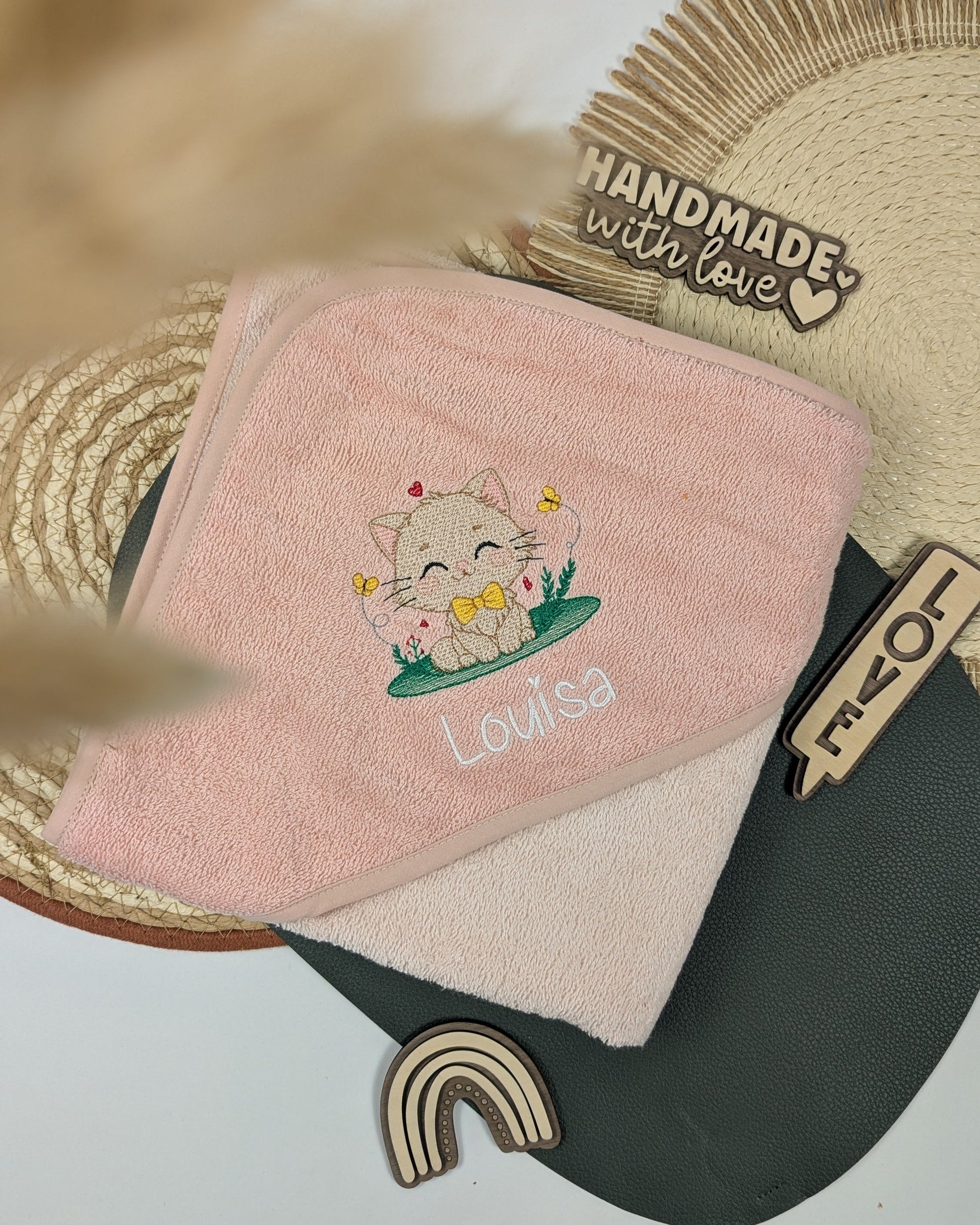 Kapuzenhandtuch Badetuch Baby Handtuch Duschtuch Kapuze bestickt mit Name und Tier