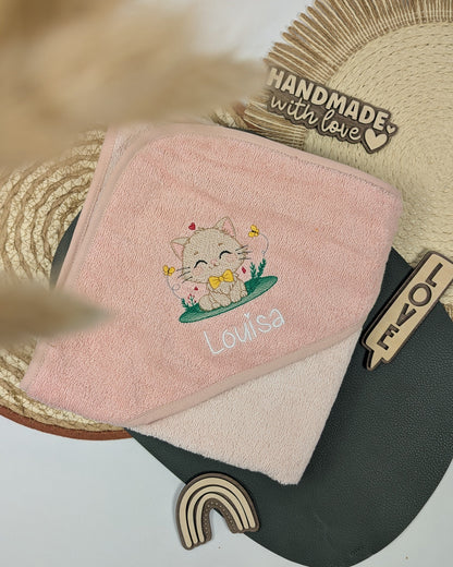 Kapuzenhandtuch Badetuch Baby Handtuch Duschtuch Kapuze bestickt mit Name und Tier