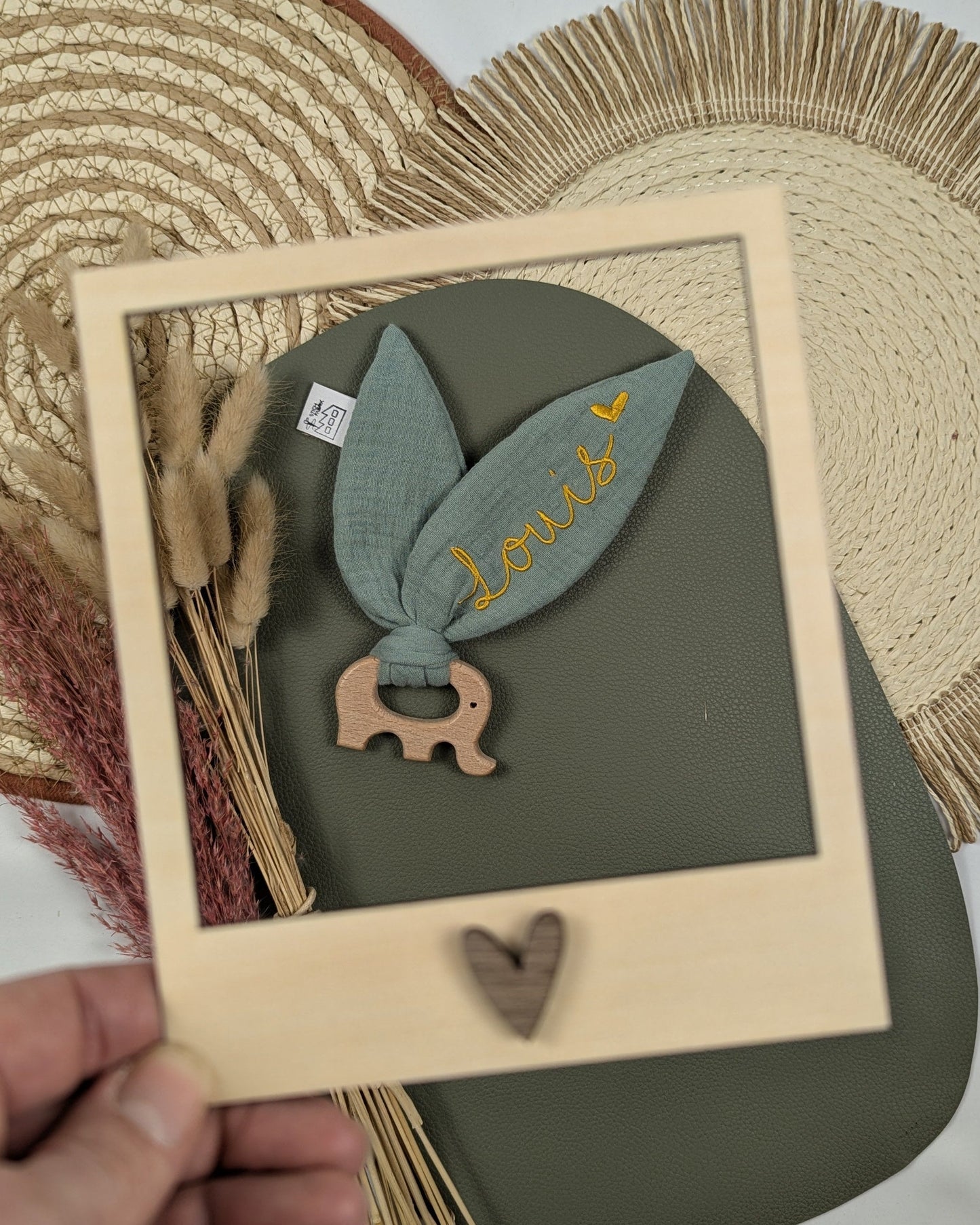 Knisterohr mit Holzgreifling Elefantengreifling Knistertuch Knisterspielzeug 