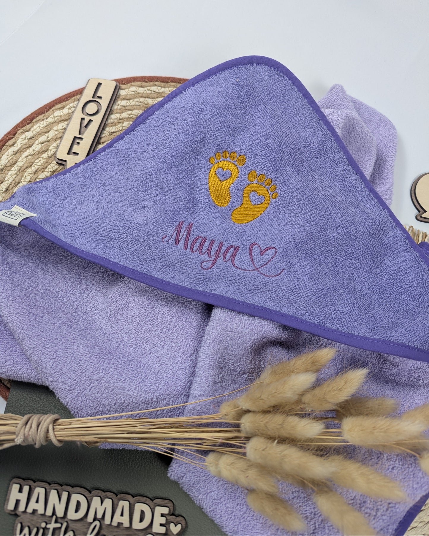 Kapuzenhandtuch Badetuch Baby Handtuch Duschtuch Kapuze bestickt mit Name und Tier Regenbogen Motiv personalisiert