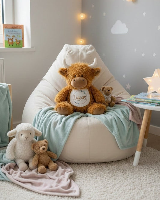 besticktes Kuscheltier mit Name Geburtsdaten Geburtstag Taufe personalisiertes Schmusetier