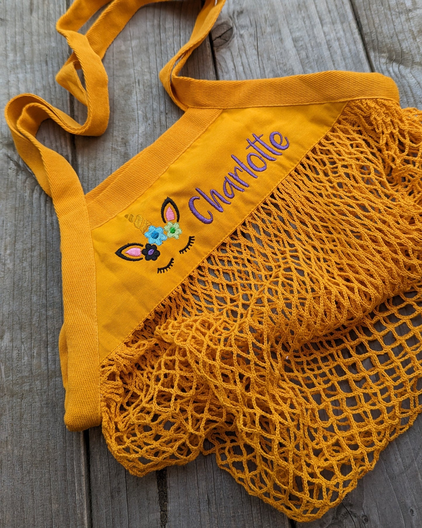 Netztasche Sandkastenbeutel Sandeltasche Sandkastentasche personalisiert bestickt