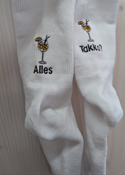 Statement Socks Socken bestickt Tennissocken Sportsocken Crew Socks personalisiert Aperol Cocktail