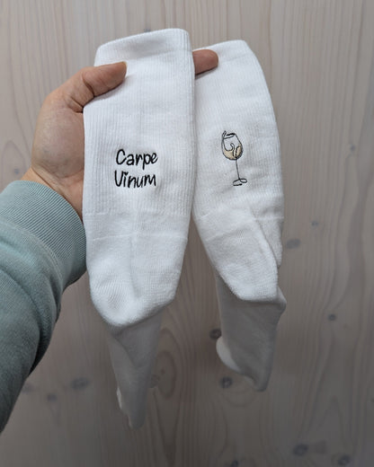 Statement Socks Socken bestickt Tennissocken Sportsocken Crew Socks Wein personalisiert