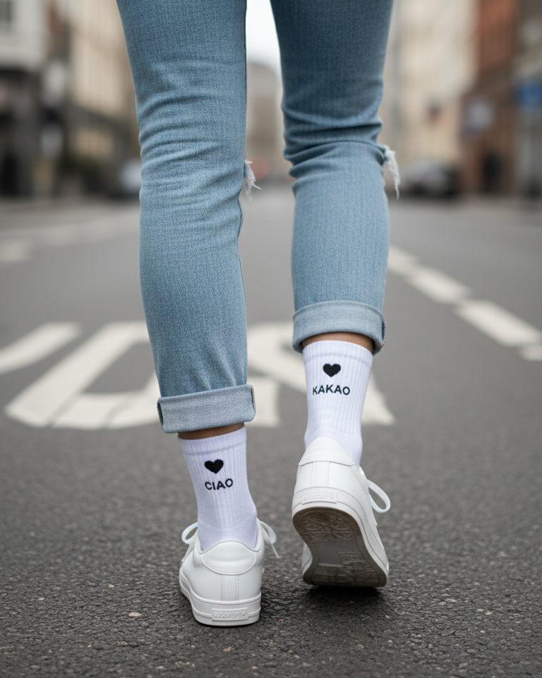 Statement Socks Crew Socks bestickte Sportsocken Tennissocken 