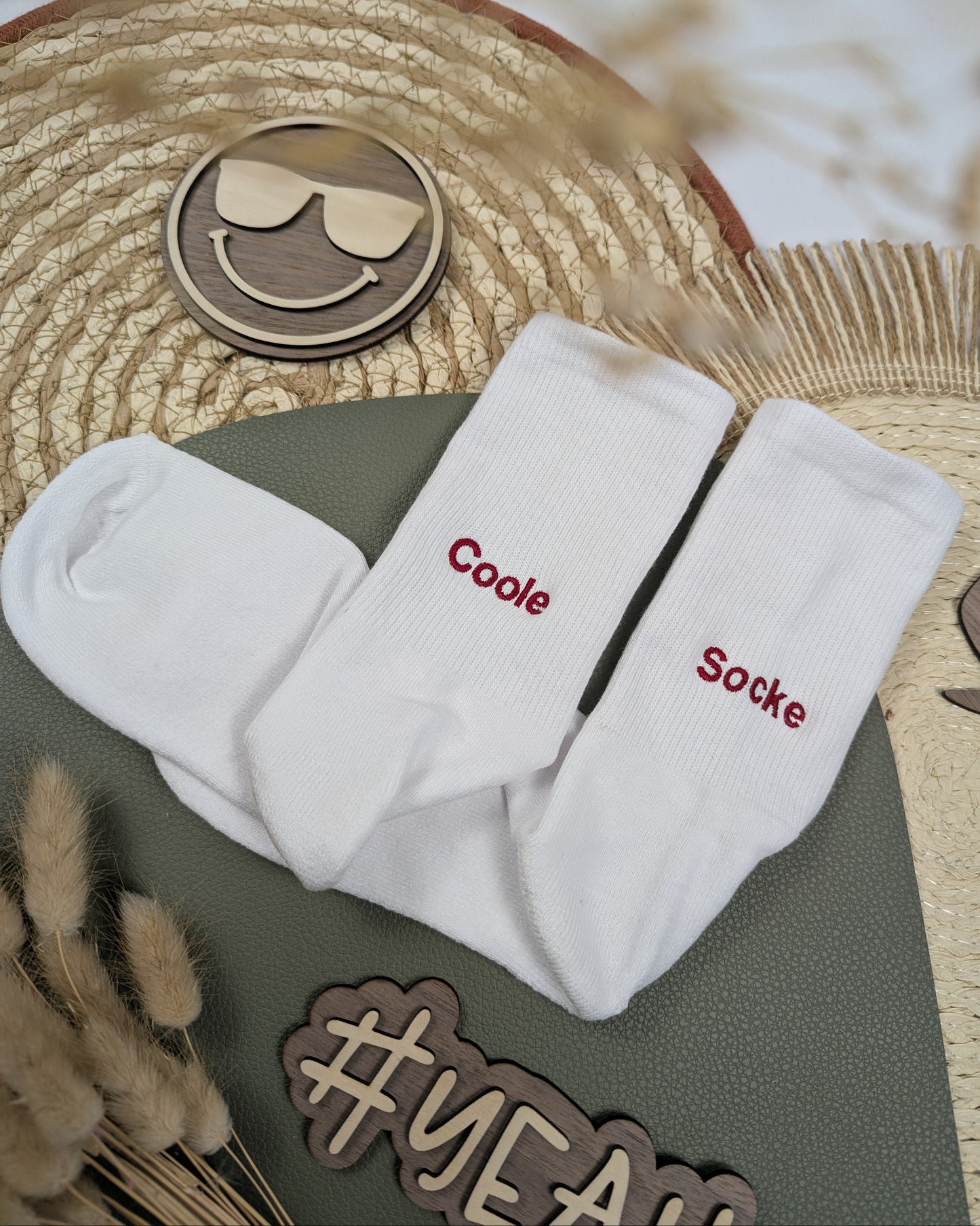 bestickte Crew Socks Tennissocken bestickt mit Text Statement Spruch Sportsocken personalisiert