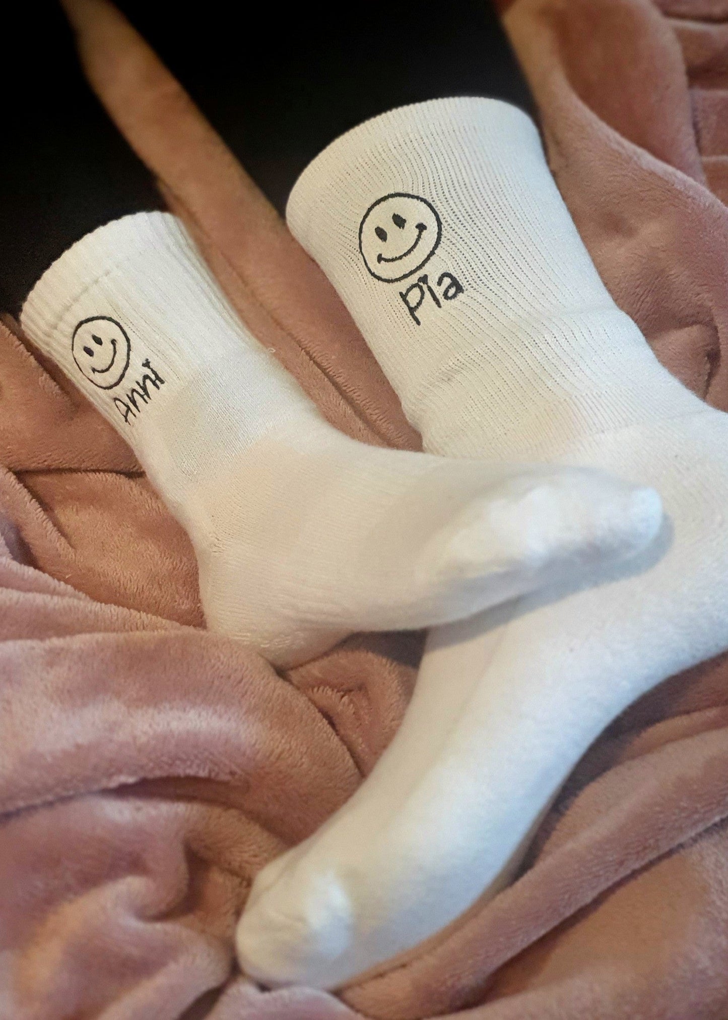 Statement Socks Kinder Smiley Name bestickt Tennissocken Sportsocken