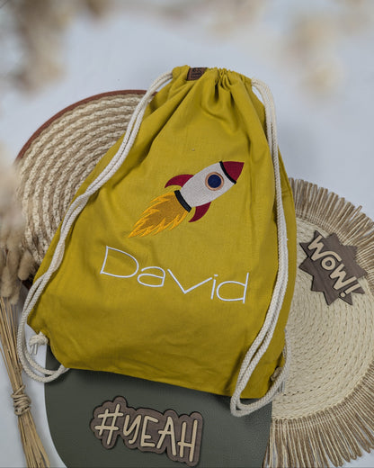 Turnbeutel Gymsack bestickt mit Motiv und Name personalisiert 