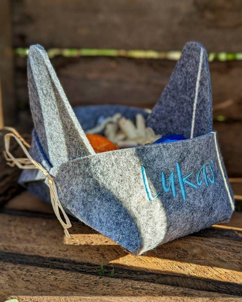 Osterkorb Osternest personalisiert mit Name Hasenkörbchen